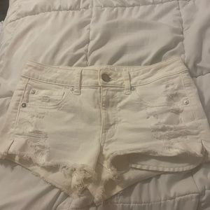 ae low rise white shorts